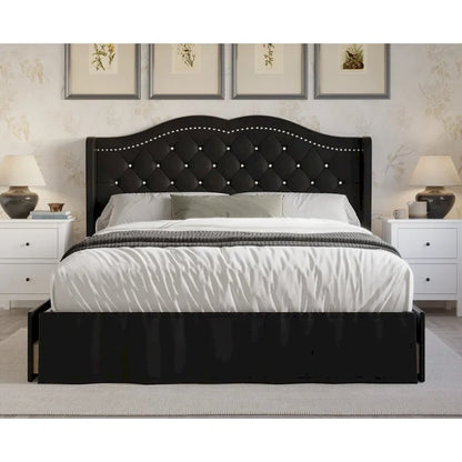 Martha Tufted Upholstered Storage Panel Bed