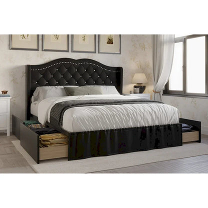 Martha Tufted Upholstered Storage Panel Bed