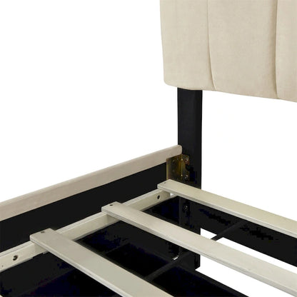 Merax Queen Size Velvet Upholstered Platform Bed with 2 Drawers and 1 Twin XL Trundle