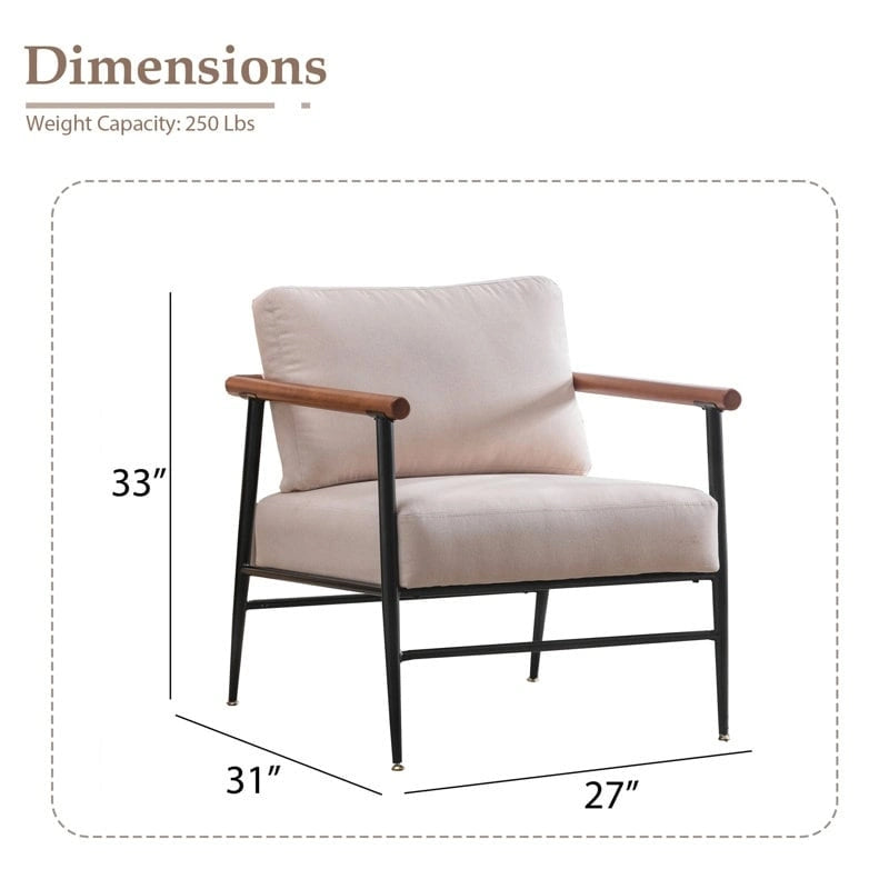 Accent Chair Mid Century Modern Chair Linen Fabric Living Room Lounge Chair with Overstuffed Back Pillow Reading Side Chair