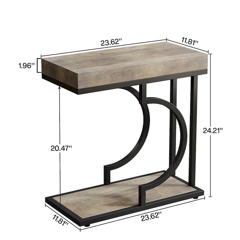 Narrow Side Table White Gold Side Table C Shaped End Table Modern Bedside Table Small Side Table for Couch Living Room