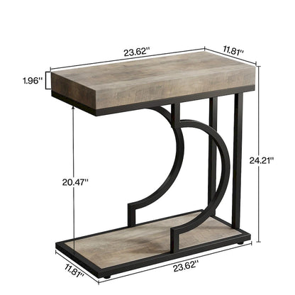 Narrow Side Table White Gold Side Table C Shaped End Table Modern Bedside Table Small Side Table for Couch Living Room
