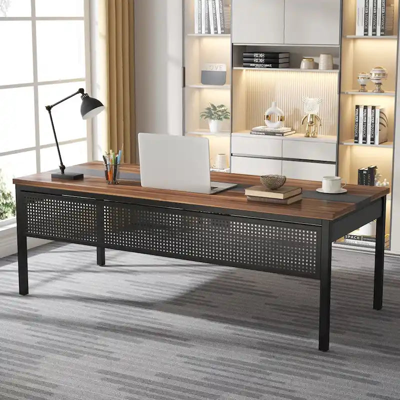 Modern Executive Desk, 70.8 Computer Desk with 47 inch Lateral File Cabinet for Home Office