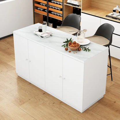 63W Kitchen Island White Storage Unit with Drawers and Cabinets - 63