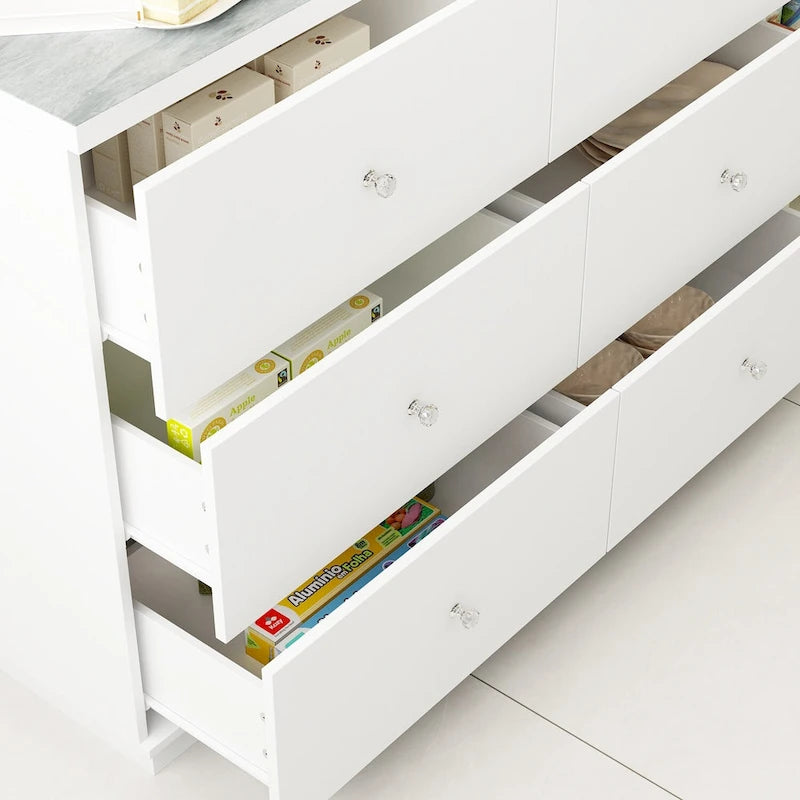 63W Kitchen Island White Storage Unit with Drawers and Cabinets - 63