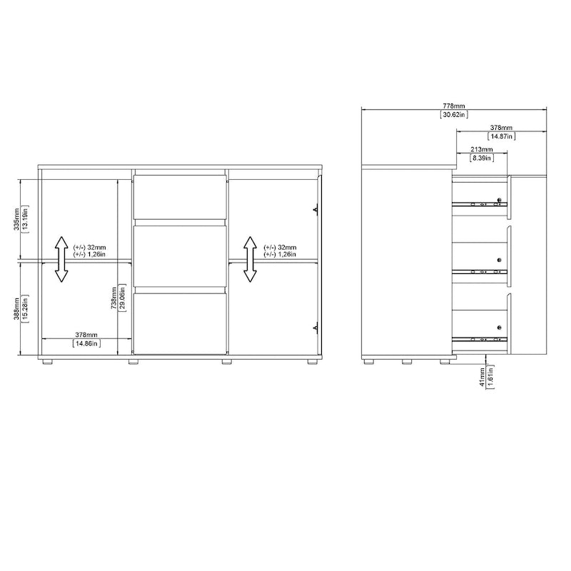 Porch & Den McKellingon Sideboard with 2 Doors and 3 Drawers