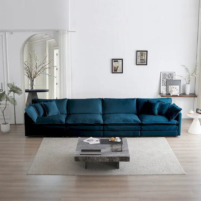 Modular Sectional Sofa for Living Room,U Shaped Couch 5 Seater Convertible Sectional Couch with 1 Ottoman ,Blue Chenille