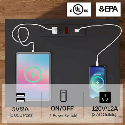 Nightstand 3 Drawers Open Storage Charging Station