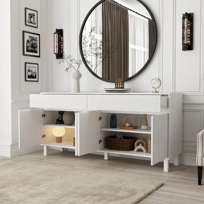 Buffet Sideboard White Floor Cabinet Elegant 63-Inch Storage Solution