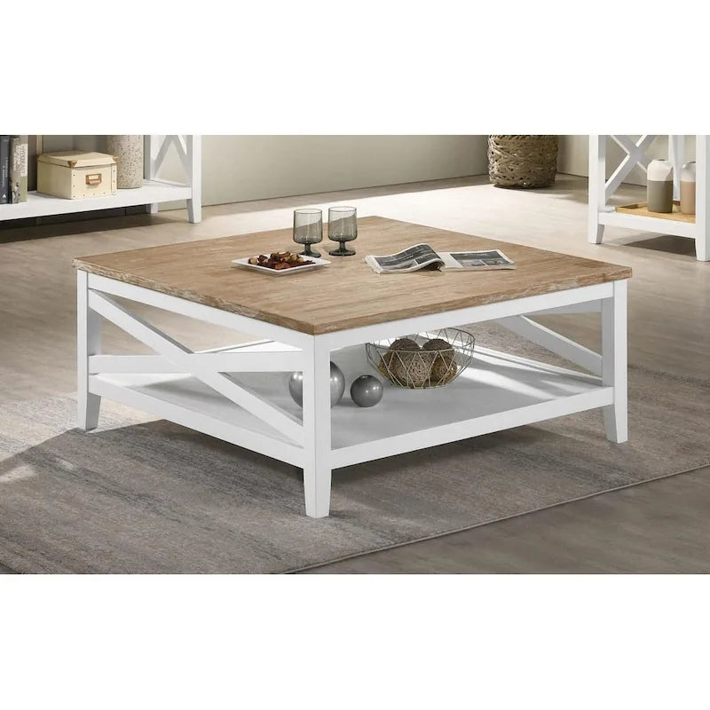 Briggston Brown and White Square Coffee Table