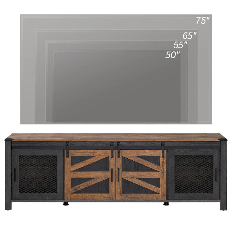 Sliding Barn TV Stand Entertainment Center for 75 TV