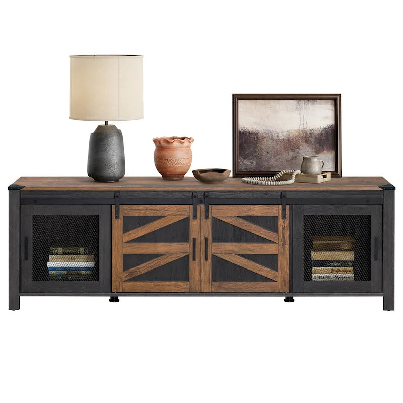Sliding Barn TV Stand Entertainment Center for 75 TV