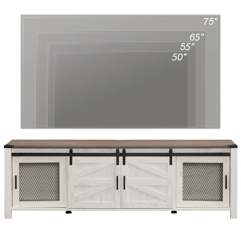 Sliding Barn TV Stand Entertainment Center for 75 TV