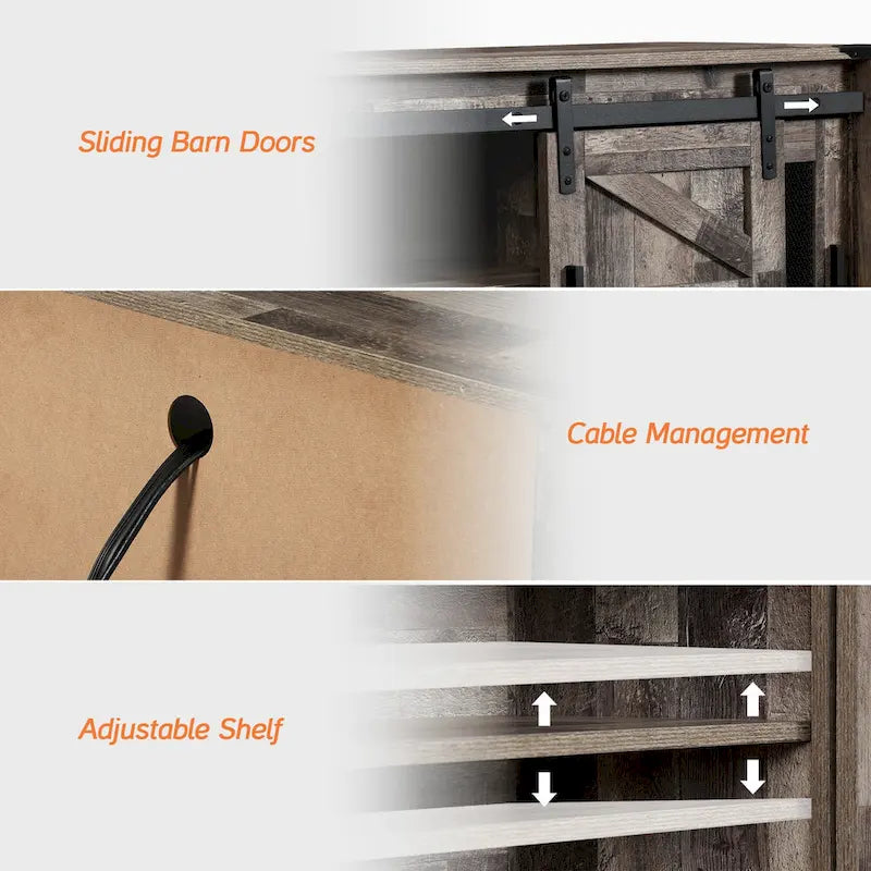 Sliding Barn TV Stand Entertainment Center for 75 TV