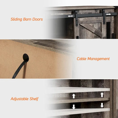 Sliding Barn TV Stand Entertainment Center for 75 TV