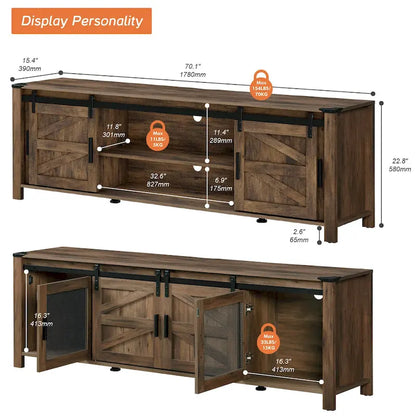 Sliding Barn TV Stand Entertainment Center for 75 TV