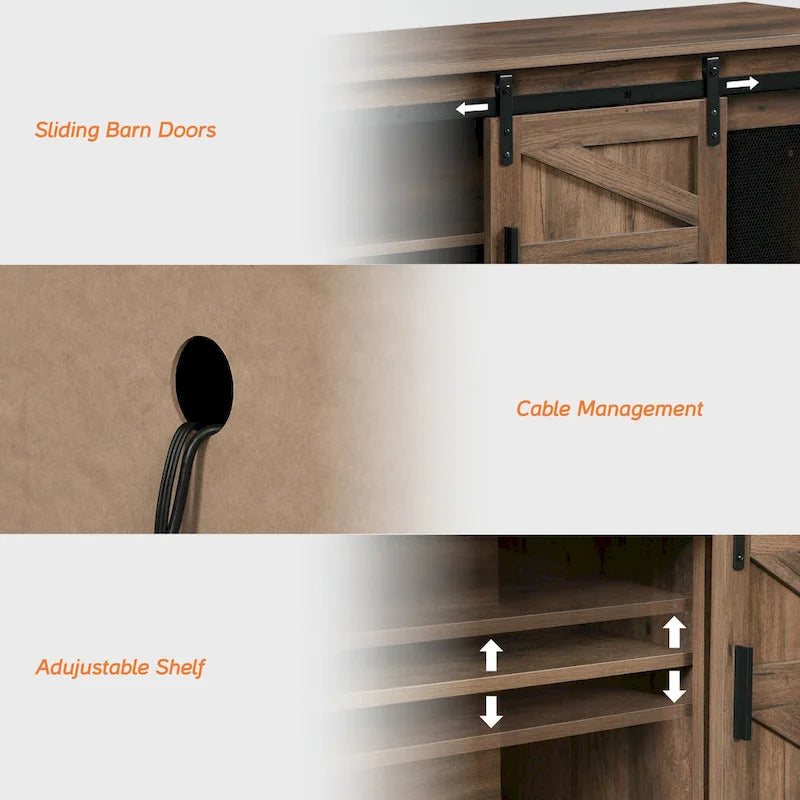 Sliding Barn TV Stand Entertainment Center for 75 TV