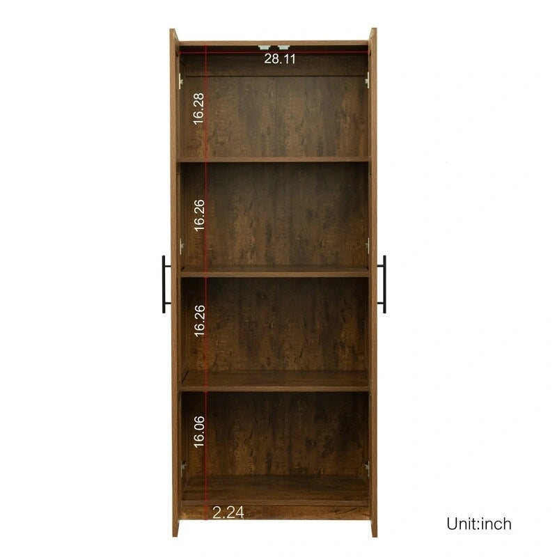 High Armoire Wardrobe and Storage Cabinet with 2 Doors and 3 Partitions to Separate 4 Storage Spaces 29.53W x 15.75 D x70.87H