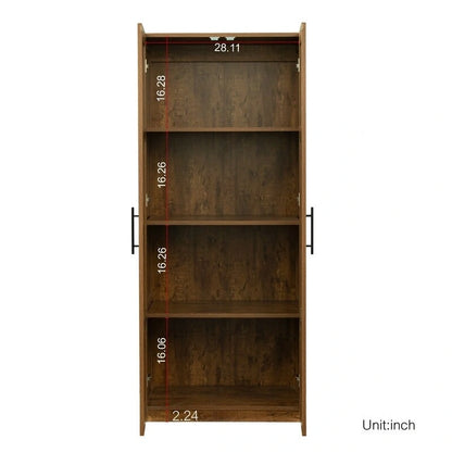 High Armoire Wardrobe and Storage Cabinet with 2 Doors and 3 Partitions to Separate 4 Storage Spaces 29.53W x 15.75 D x70.87H