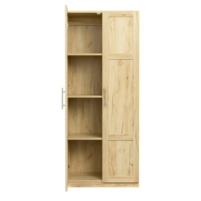High Armoire Wardrobe and Storage Cabinet with 2 Doors and 3 Partitions to Separate 4 Storage Spaces 29.53W x 15.75 D x70.87H