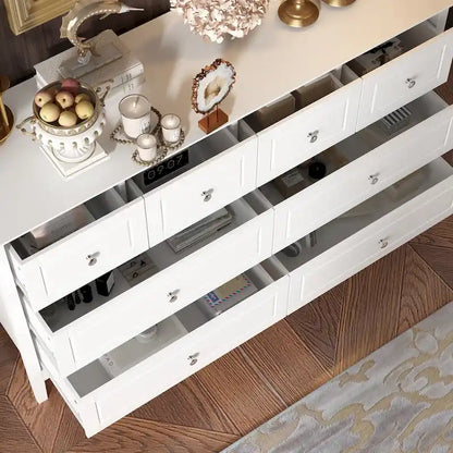 Bedroom Dresser with Silver Accents Sleek and Spacious Organizer Chest
