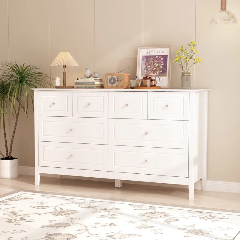 Bedroom Dresser with Silver Accents Sleek and Spacious Organizer Chest