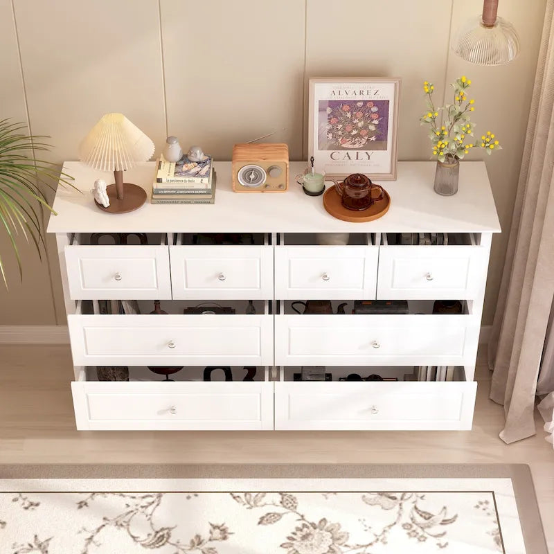 Bedroom Dresser with Silver Accents Sleek and Spacious Organizer Chest