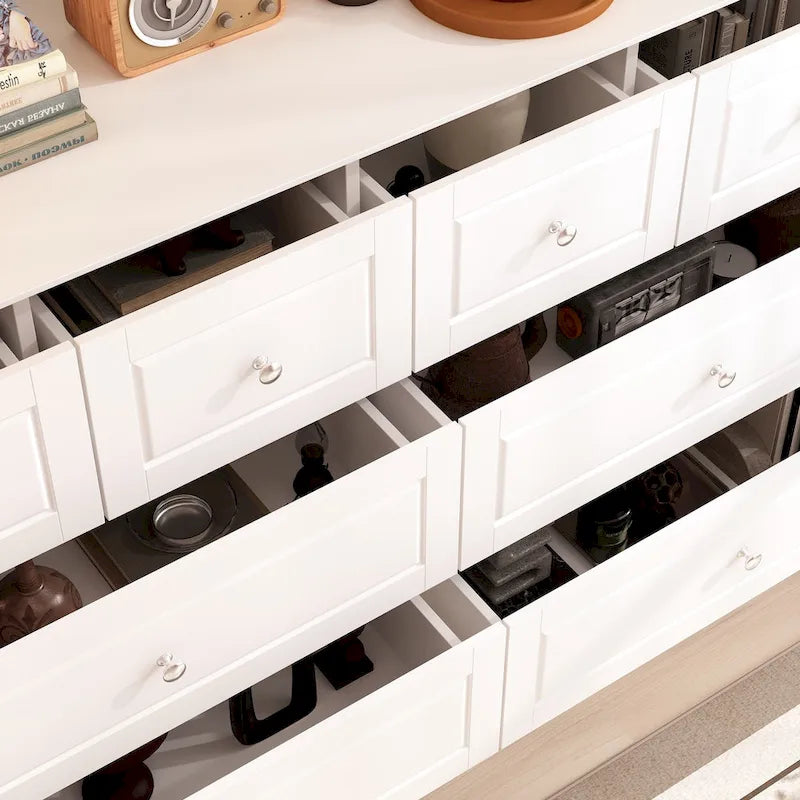 Bedroom Dresser with Silver Accents Sleek and Spacious Organizer Chest