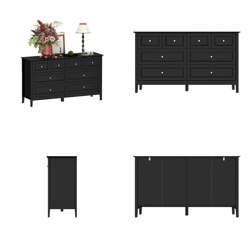 Bedroom Dresser with Silver Accents Sleek and Spacious Organizer Chest