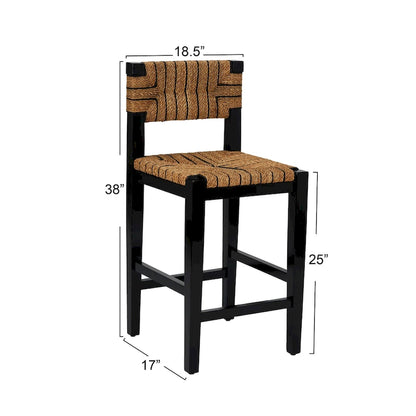 Willowbrook Solid Wood and Natural Woven Seagrass Rope Counter Stool