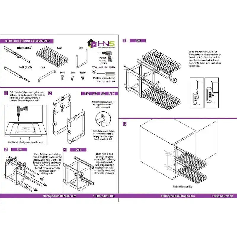 Hold N Storage Pull Out Cabinet Organizer 2 Tier  Heavy Duty Metal with Lifetime Limited Warranty - Anti Rust Chrome Finish