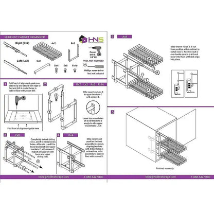 Hold N Storage Pull Out Cabinet Organizer 2 Tier  Heavy Duty Metal with Lifetime Limited Warranty - Anti Rust Chrome Finish