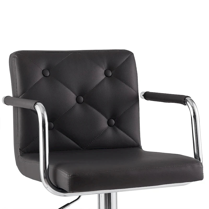 Javlergo Adjustable Height Swivel Bar Stools PU Leather with Back and Armrest, Set of 4 Barstools