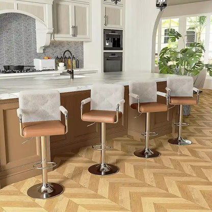 Javlergo Adjustable Height Swivel Bar Stools PU Leather with Back and Armrest, Set of 4 Barstools