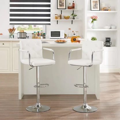 Javlergo Adjustable Height Swivel Bar Stools PU Leather with Back and Armrest, Set of 4 Barstools