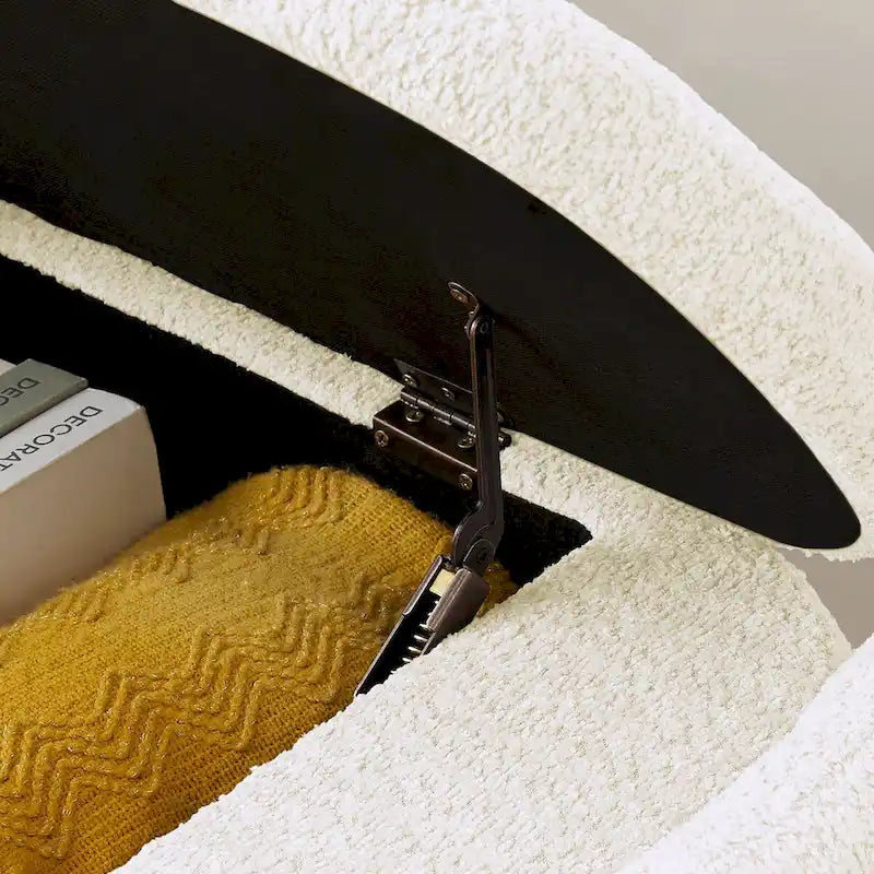 Ottoman 3D Lamb Fleece Fabric Storage Bench w/ Large Storage Space