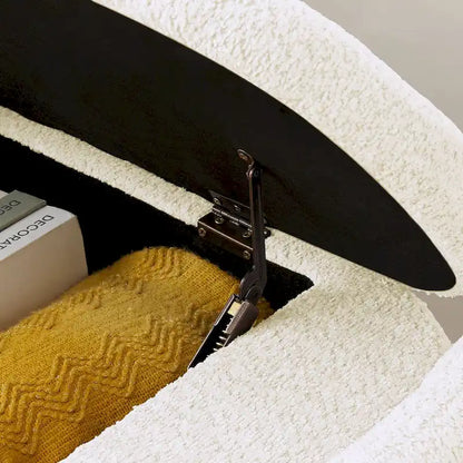 Ottoman 3D Lamb Fleece Fabric Storage Bench w/ Large Storage Space