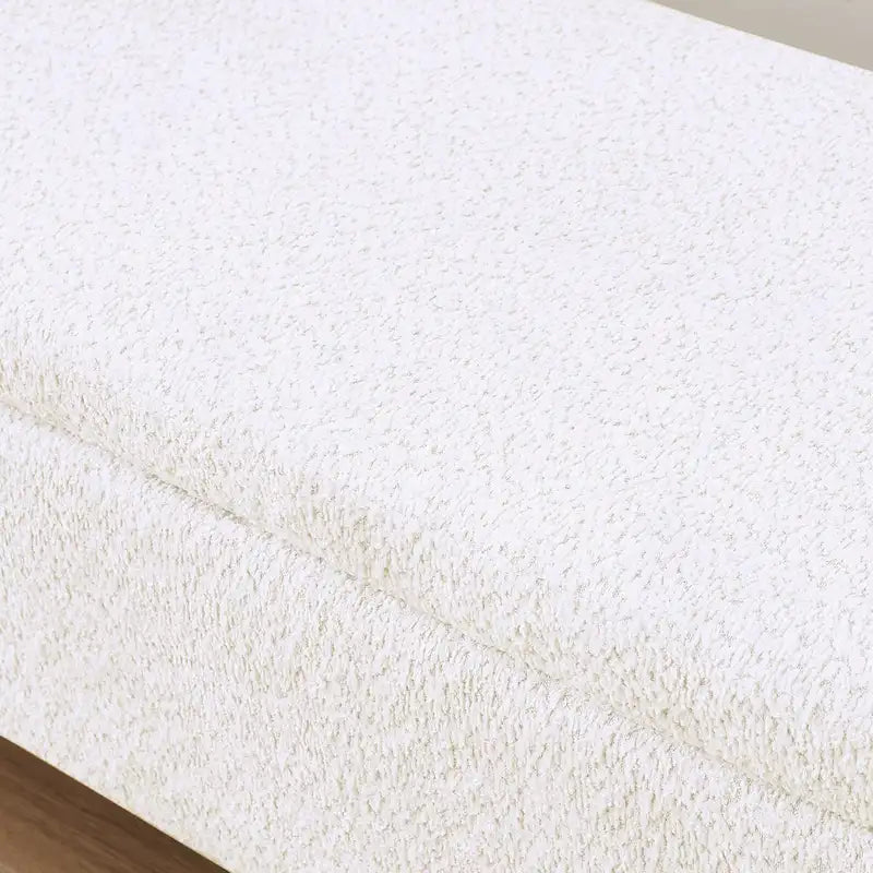 Ottoman 3D Lamb Fleece Fabric Storage Bench w/ Large Storage Space