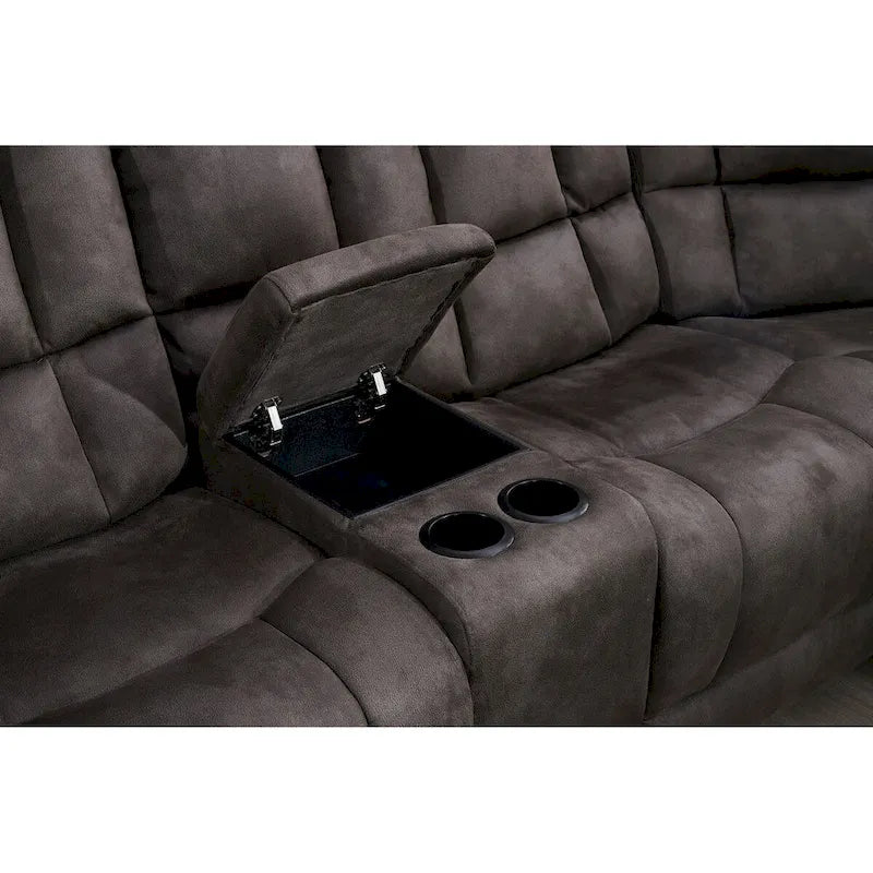 Betsy Furniture Large Microfiber Reclining Sectional Living Room Sofa in Grey