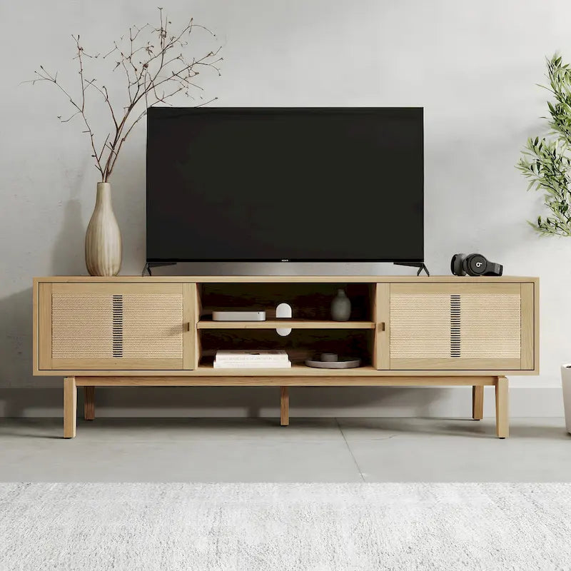 Studio London Wooden TV Stand with Doors Contemporary Media Console