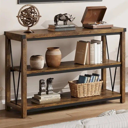 3 Tier Wood Narrow Farmhouse Entryway Table, Console Table