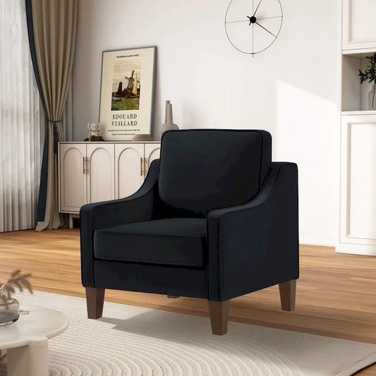 Modern Velvet Upholstered Accent Chair Single Sofa Armchair