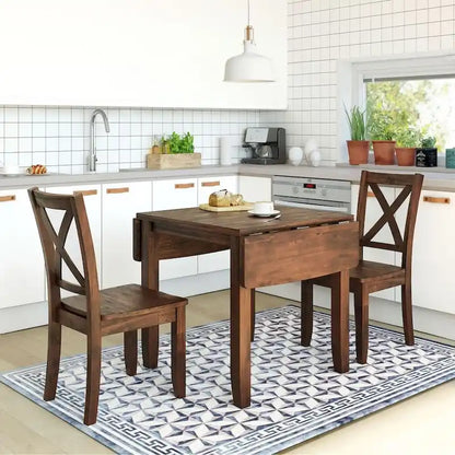 3-Piece Dining Table Set with 2 Chairs for Small Places