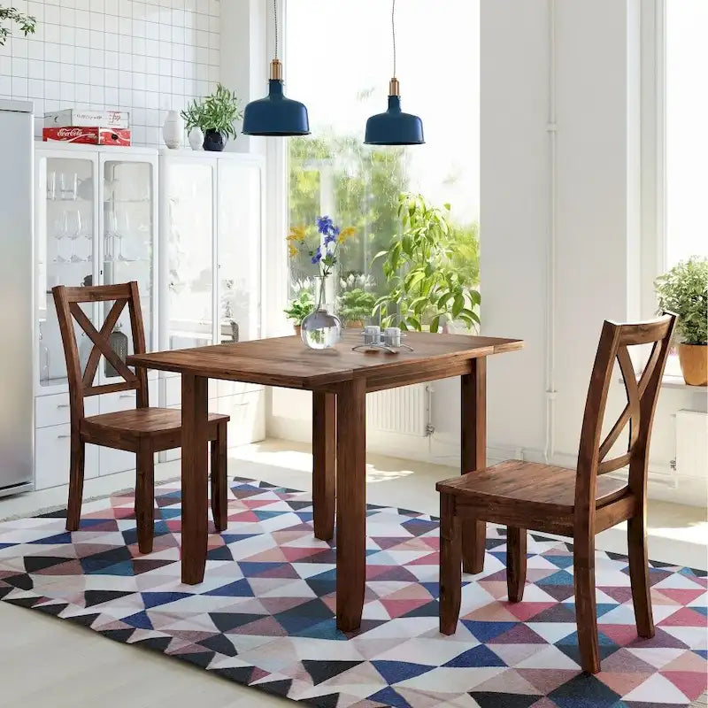 3-Piece Dining Table Set with 2 Chairs for Small Places