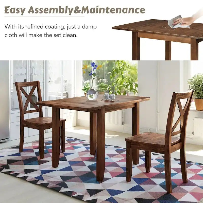3-Piece Dining Table Set with 2 Chairs for Small Places