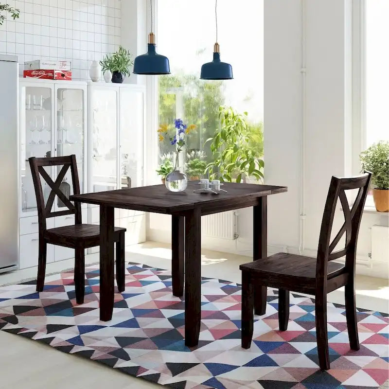 3-Piece Dining Table Set with 2 Chairs for Small Places