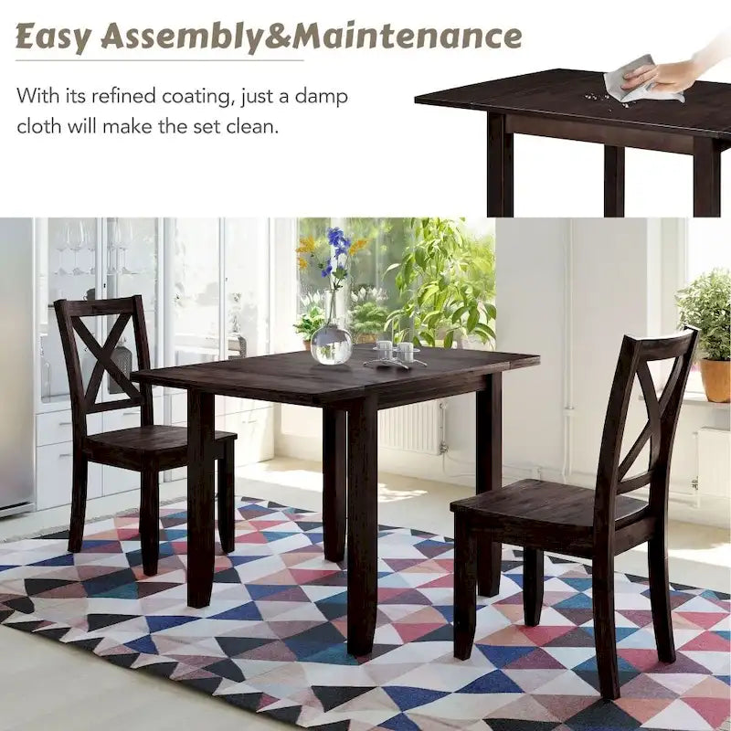 3-Piece Dining Table Set with 2 Chairs for Small Places