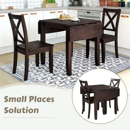 3-Piece Dining Table Set with 2 Chairs for Small Places