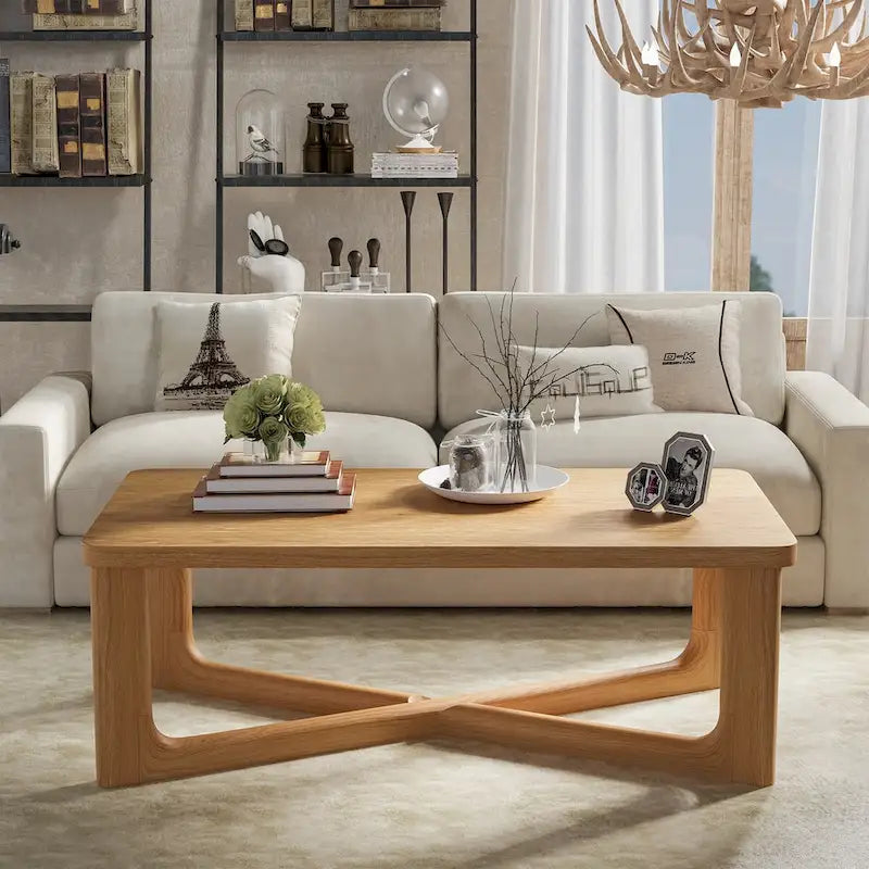 Rectangle Solid Wood Oak Coffee Table End Table