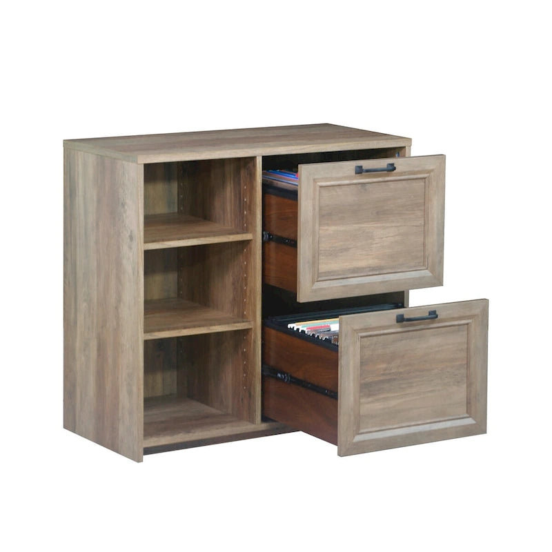 Saint Birch Alaska Transitional Rustic Oak 2-Drawer File Cabinet with 3-Shelves